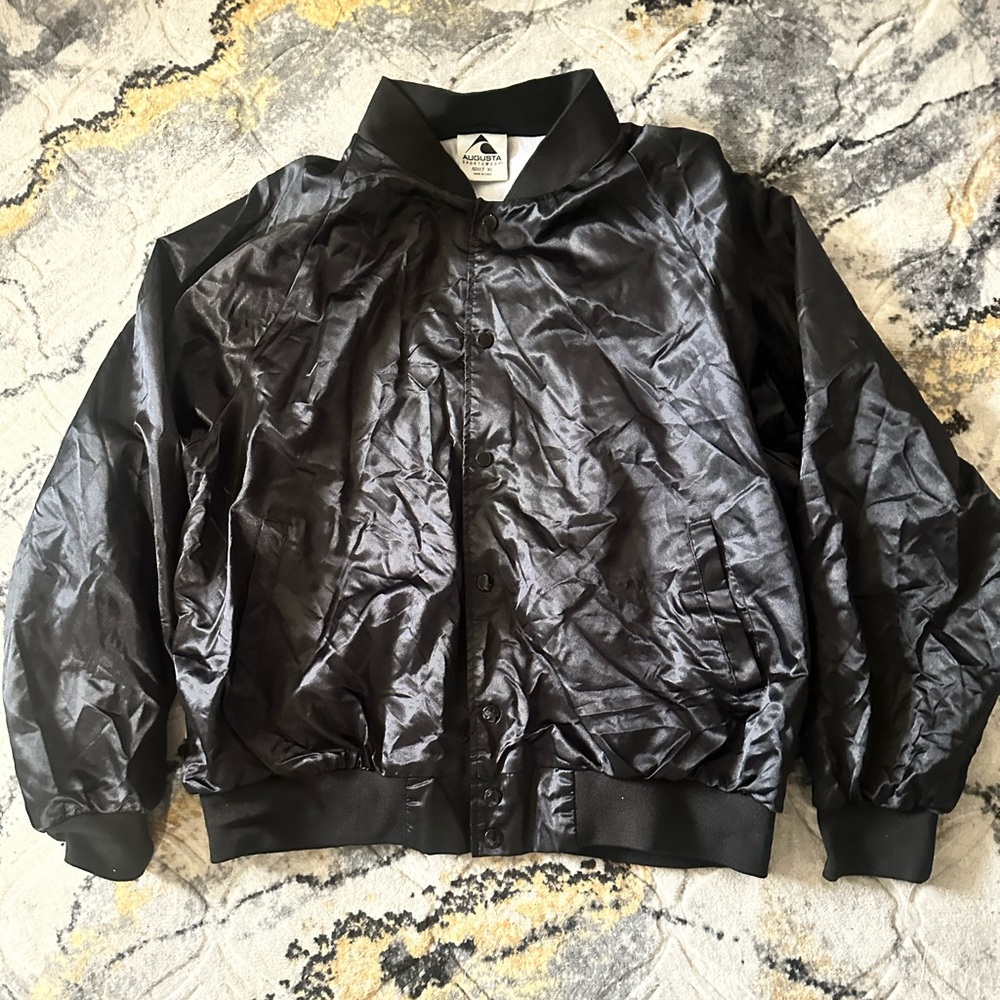 Black Satin Bomber Jacket